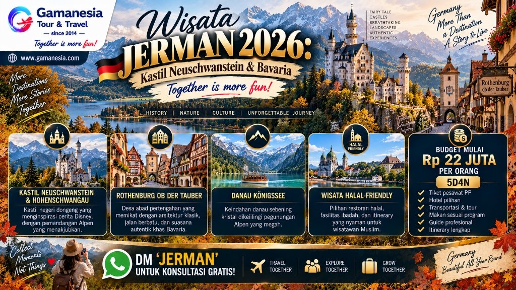 Wisata Jerman 2026: Kastil yang Menginspirasi Disney dan Pesona Bavaria yang Paling Ramai Dikunjungi Bulan Ini | Gamanesia